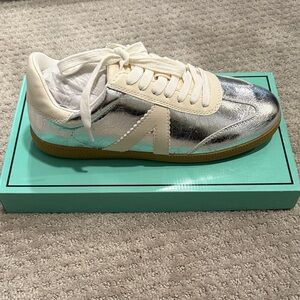 MIA Klair Lace Up Metallic Sneakers Shoes Casual - Silver, White